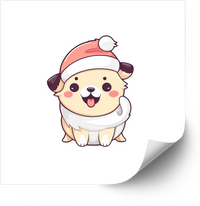 Thumbnail for Santa Hat Puppy Sticker | Kawaii Cute Christmas Dog Vinyl Decal