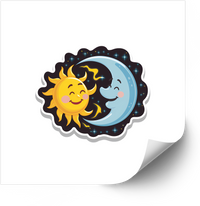 Thumbnail for Sun And Moon Smiling Sticker | Cute Kawaii Celestial Best Friends Vinyl Decal