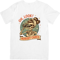 Thumbnail for Oh Look Nobody Cares Skeleton T-Shirt | Vintage Funny Sarcastic Graphic Tee | Humor Gift