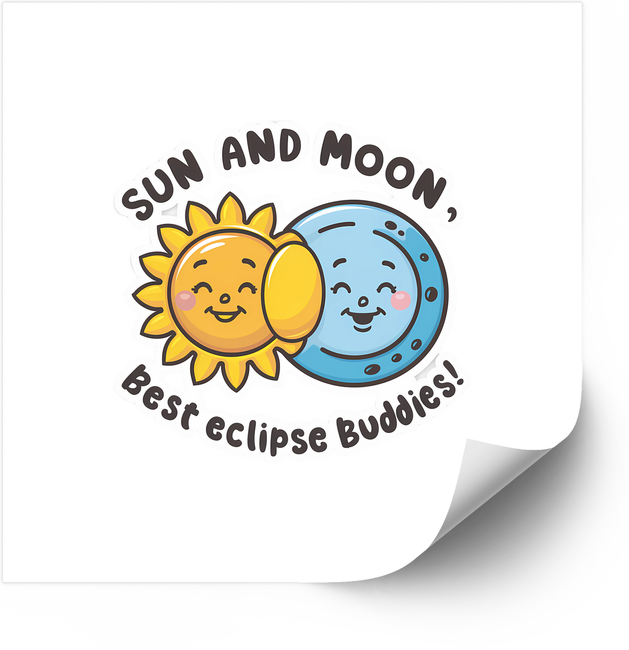 Sun And Moon Eclipse Buddies Sticker | Cute Funny Celestial Best Friends Vinyl Decal