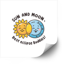 Thumbnail for Sun And Moon Eclipse Buddies Sticker | Cute Funny Celestial Best Friends Vinyl Decal