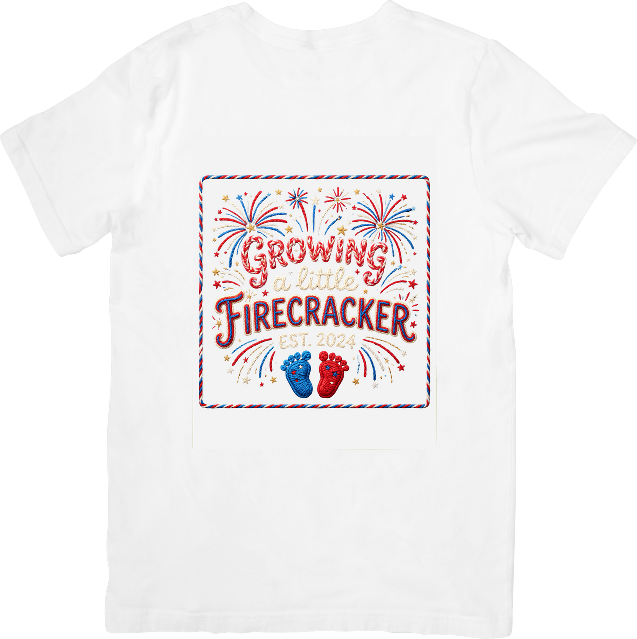 Growing A Little Firecracker T-Shirt | Patriotic 4th Of July Pregnancy Announcement Graphic Tee | New Mom Gift
