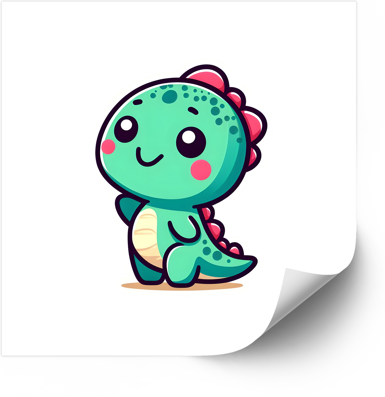 Happy Baby Dinosaur Sticker | Kawaii Cute Smiling Dino Vinyl Decal