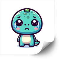 Thumbnail for Crying Baby Dino Big Eyes Sticker | Kawaii Sad Dinosaur Vinyl Decal