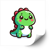 Thumbnail for Happy Baby Dinosaur Kawaii Sticker | Cute Green Dino Vinyl Decal