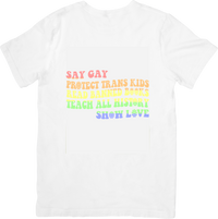 Thumbnail for Say Gay Protect Trans Kids Rainbow T-Shirt | Colorful Pride Equality Graphic Tee | LGBTQ Gift
