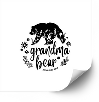 Thumbnail for Grandma Bear Floral Sticker | Minimalist Boho Family Bear Established Vinyl Decal