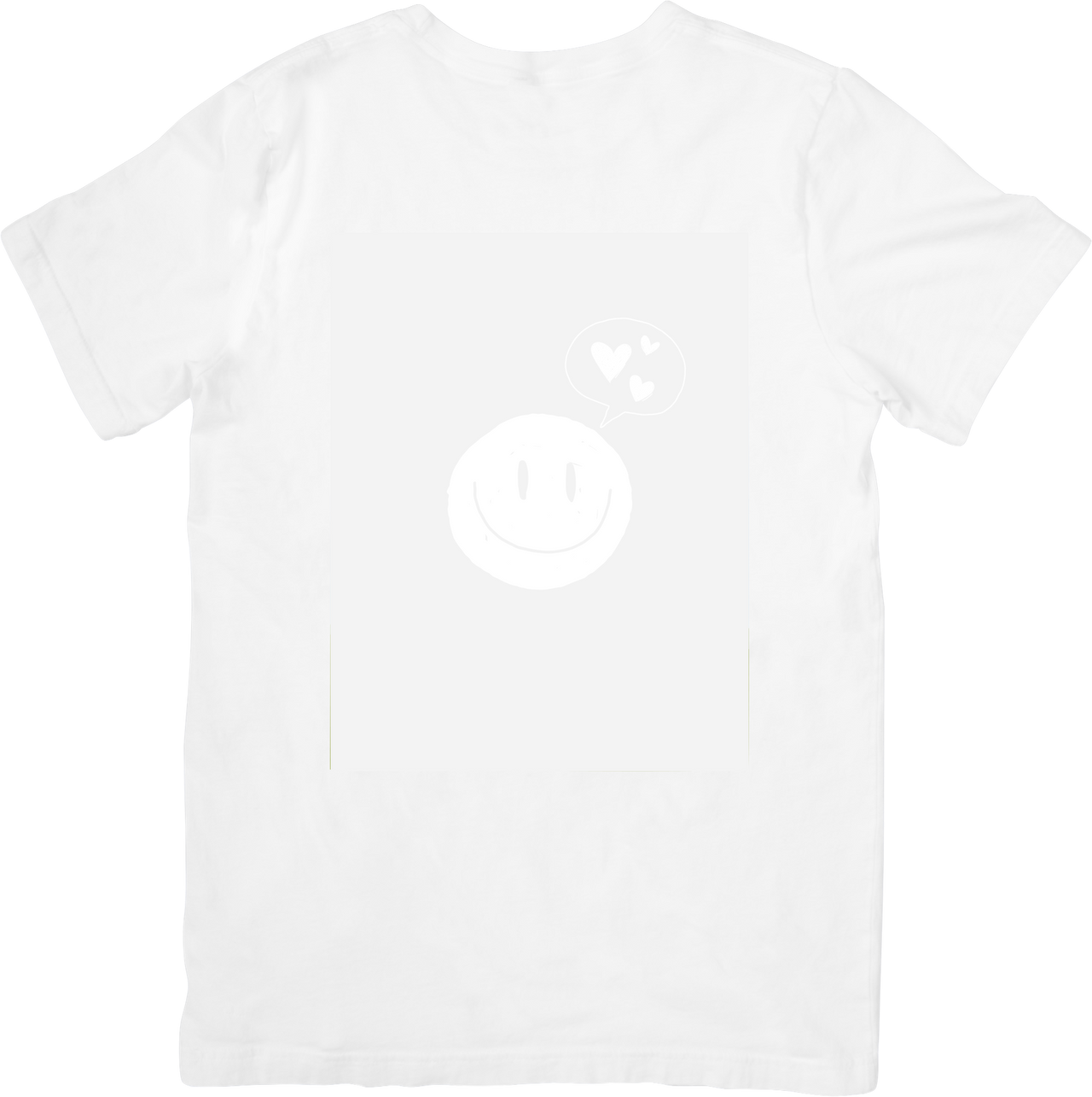 Smiley Face Hearts T-Shirt | Minimalist White On White Aesthetic Graphic Tee