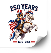 Thumbnail for Patriotic Cat Riding Horse Sticker | Funny 250 Years America 1776 2026 Vinyl Decal