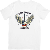Thumbnail for Freedom Rocks Guitar T-Shirt | Patriotic American Flag Eagle Graphic Tee | 4th Of July Music Lover Gift