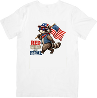 Thumbnail for Red White And Feral Raccoon T-Shirt | Funny Patriotic American Flag Graphic Tee | 4th Of July Gift