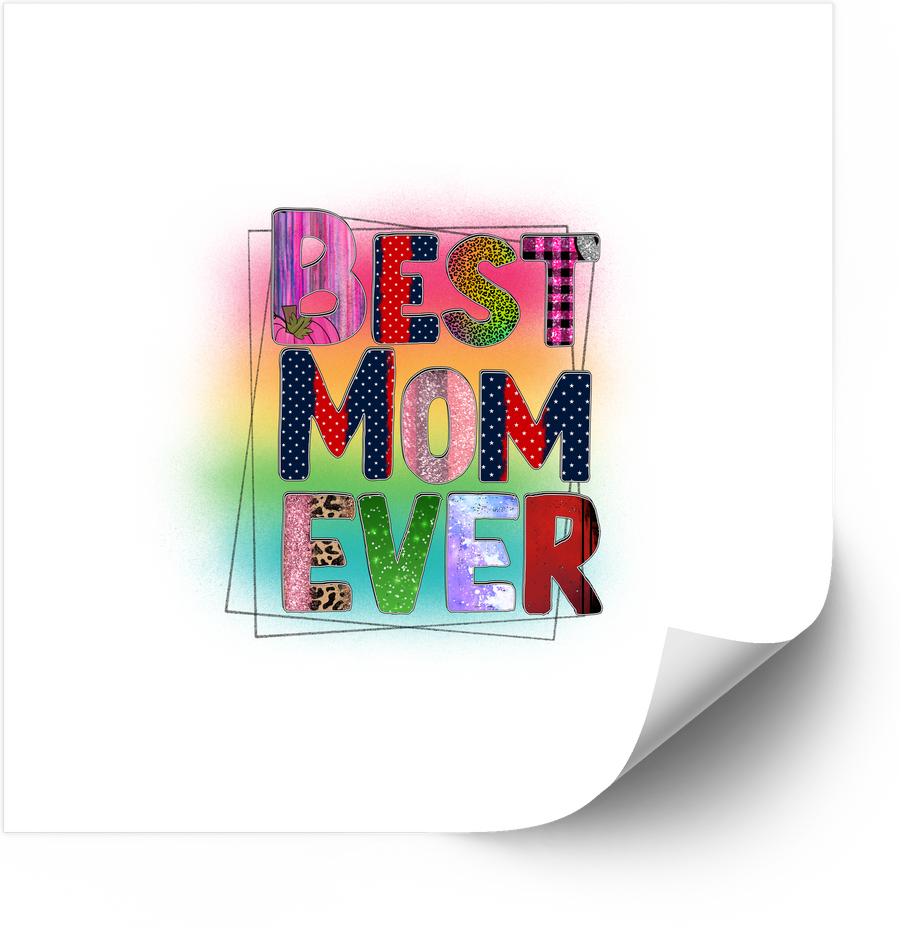 Best Mom Ever Colorful Sticker | Cute Patchwork Typography Mother Vinyl Decal