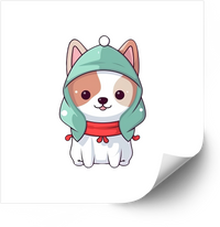 Thumbnail for Corgi In Hoodie Kawaii Sticker | Cute Dog Winter Outfit Vinyl Decal